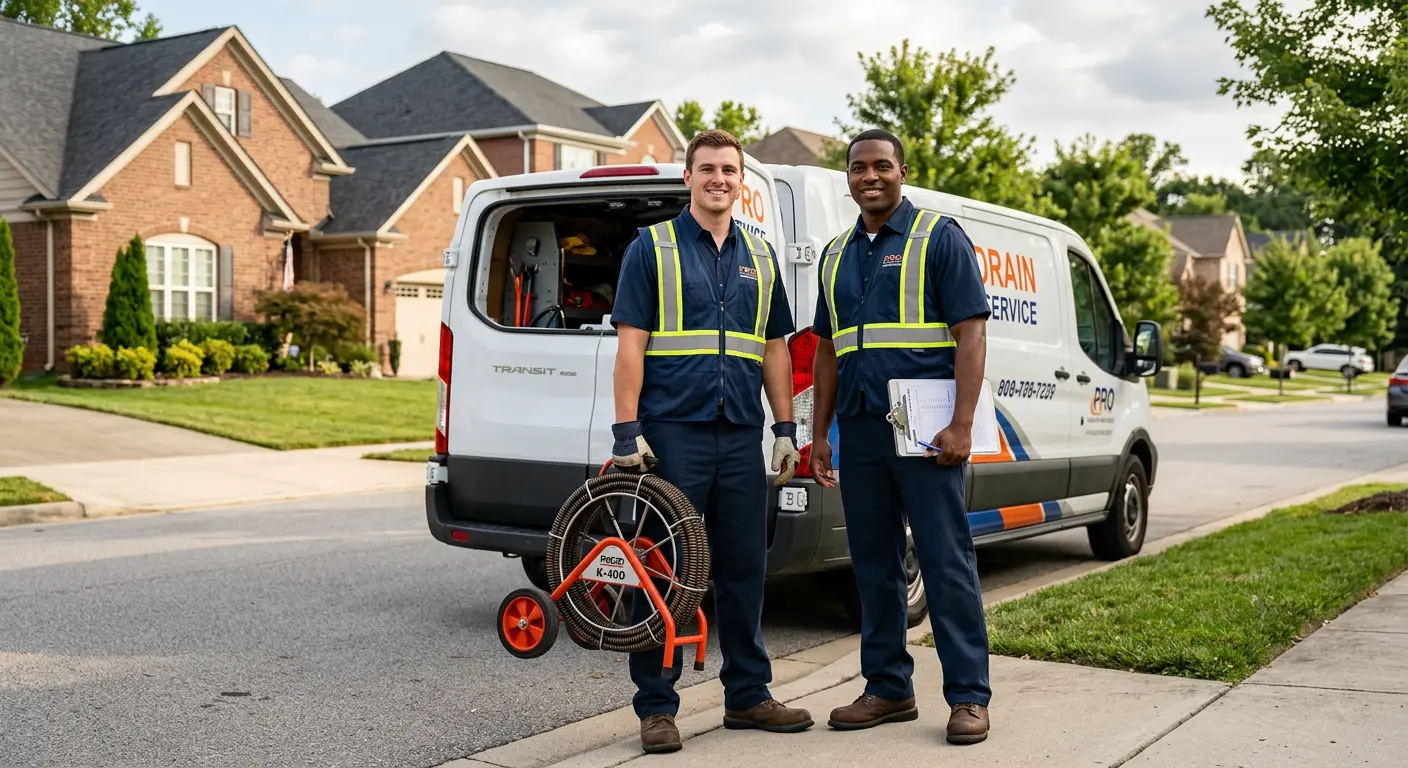 Sewer and drain service team with equipment ready for work in Brooklyn Park